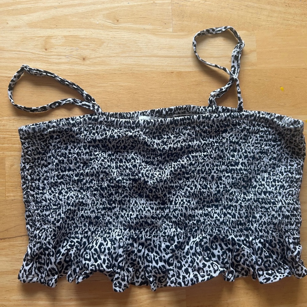 American Eagle Leopard Smocked Cami – S